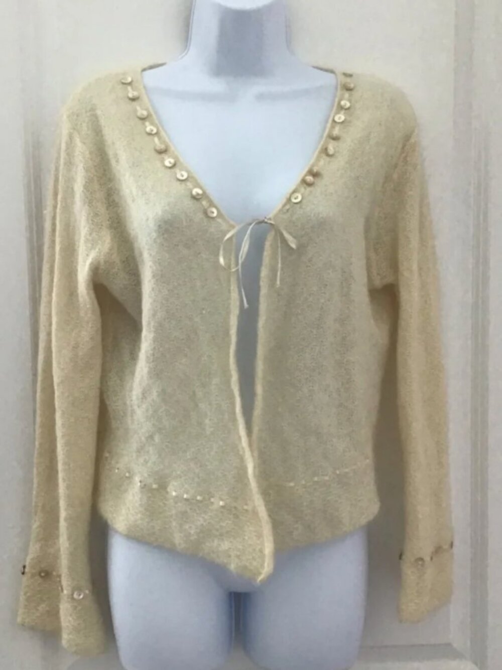 Garnet Hill Mohair Wool Cardigan Sweater EUC